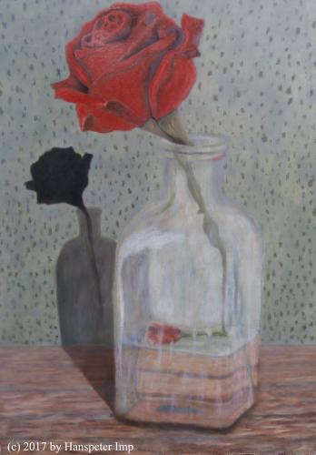 Rose in Vase auf Tisch Stillleben von Hanspeter Imp