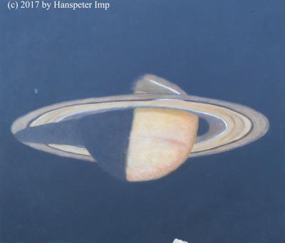 Saturn mit Mond als Ölgemäde von Hanspeter Imp
